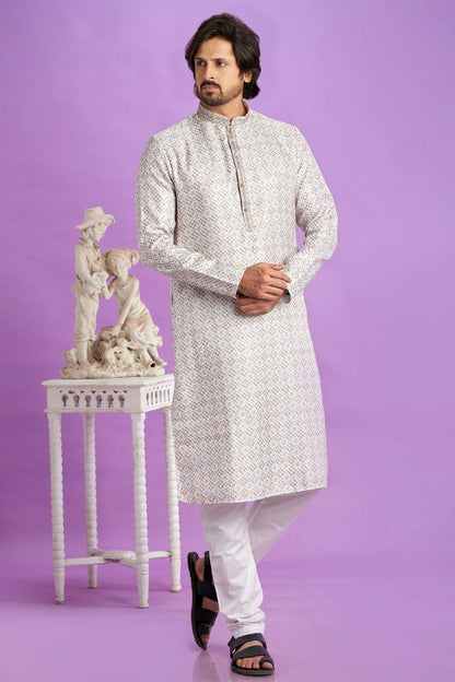 Brown Colour Cotton Pintex Work Kurta Pajama