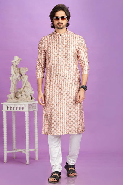 Brown Colour Cotton Pintex Work Kurta Pajama VSKP1230193