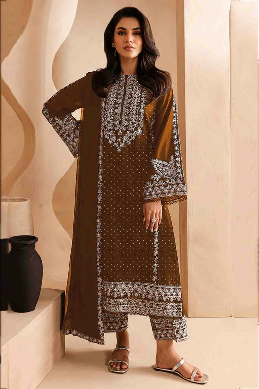 Brown Colour Faux Georgette Pakistani Suit VSSM1140812