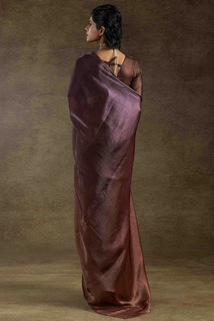 Brown Colour Fendi Satin Silk Ready To Wear Saree VSSD1122021