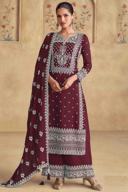 Brown Colour Georgette Palazzo Pant Suit VSSM1112960