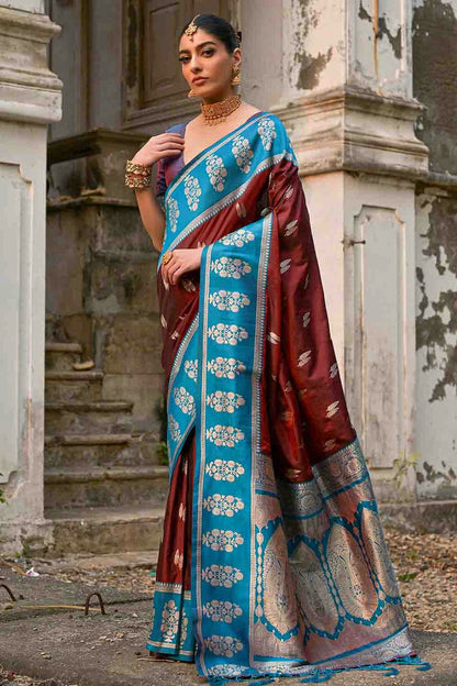 Brown Colour Kanchi Silk Traditional Saree