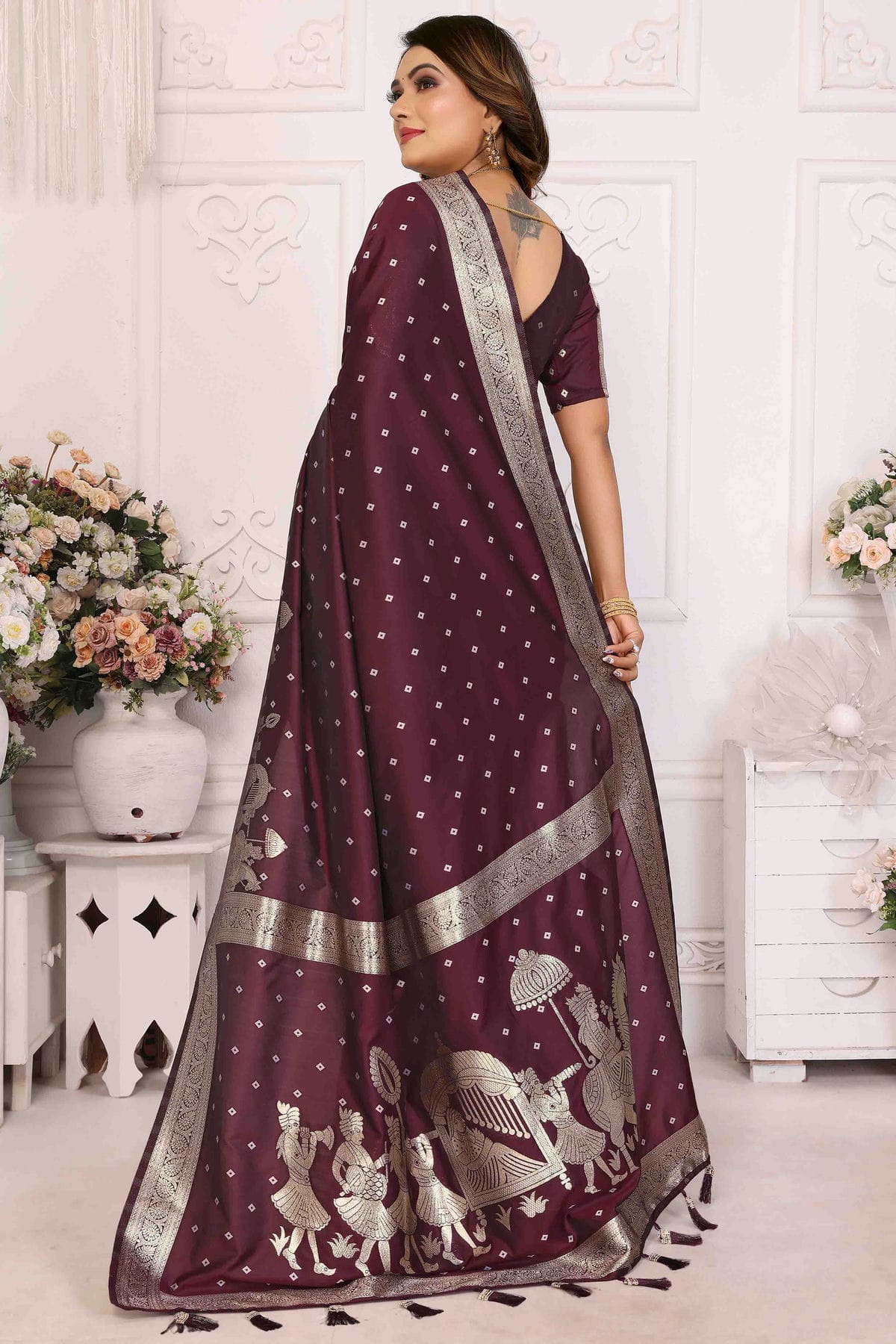 Brown Colour Kochi Silk Traditional Saree