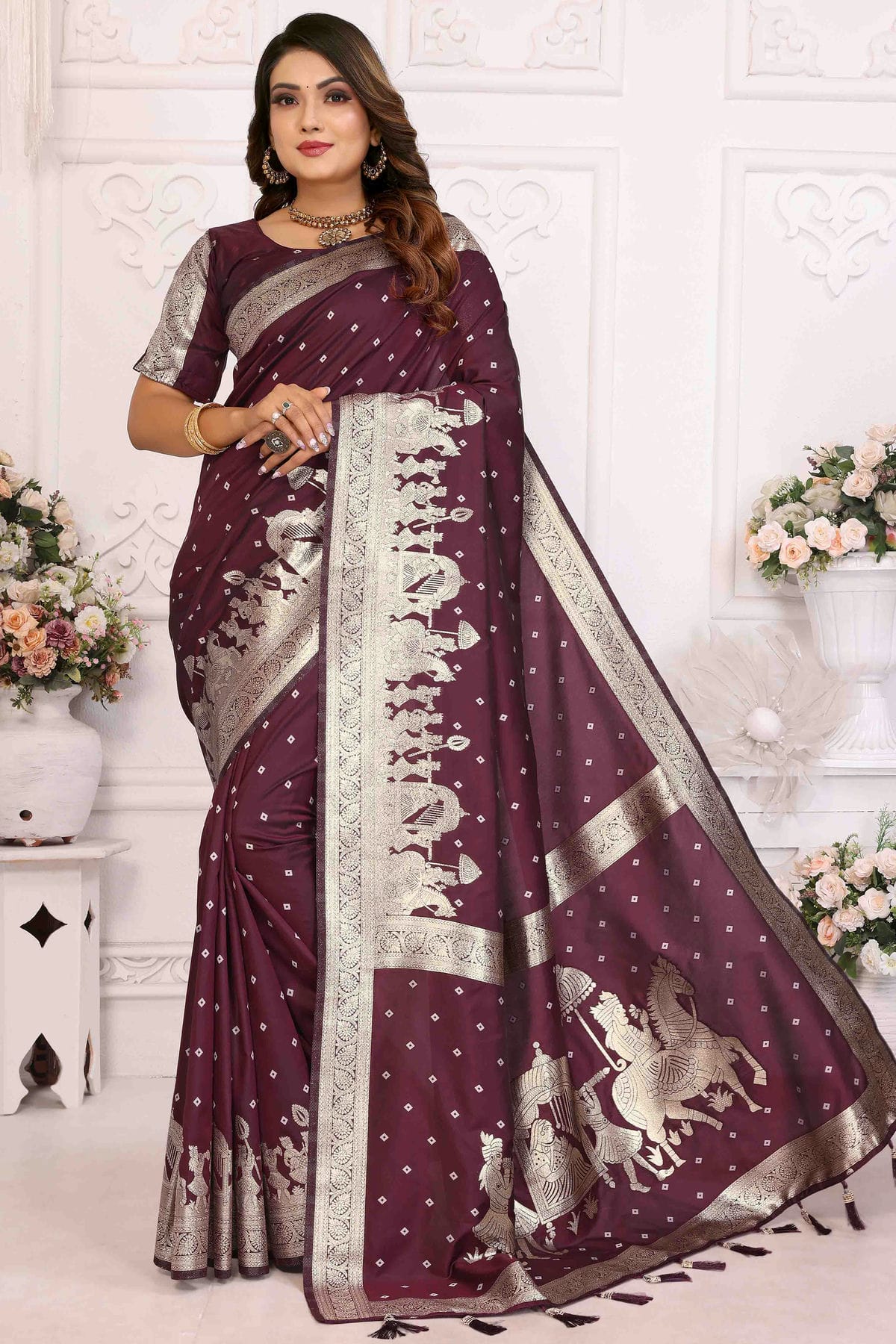 Brown Colour Kochi Silk Traditional Saree VSSD1113075