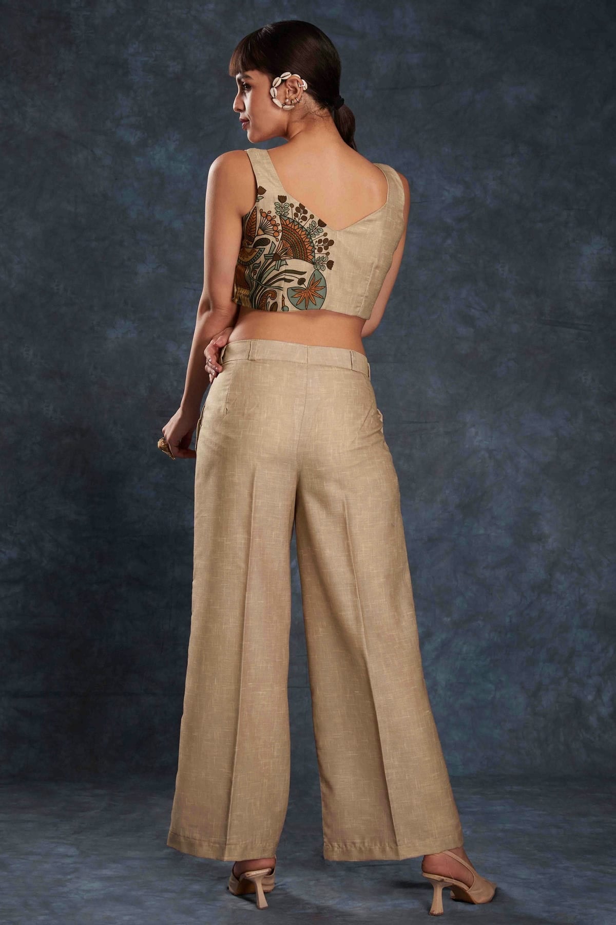 Brown Colour Linen Co-Ord Set VSTP1080948