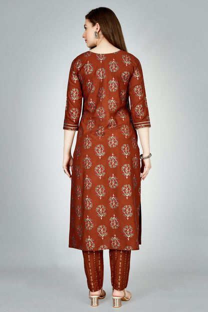 Brown Colour Rayon Kurta And Pant Set VSKR1111317