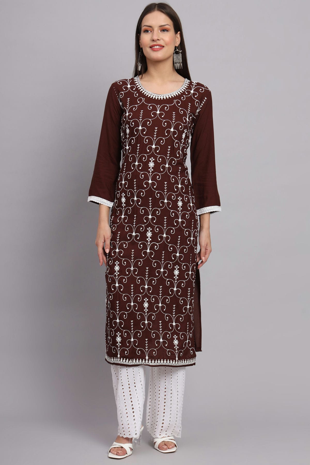 Brown Colour Rayon Kurti
