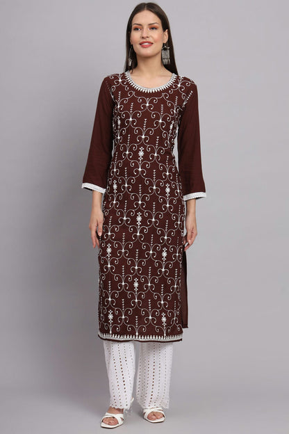 Brown Colour Rayon Kurti