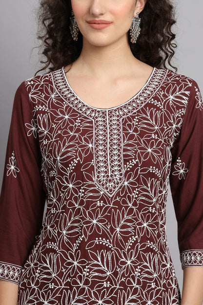 Brown Colour Rayon Kurti VSKR1111100