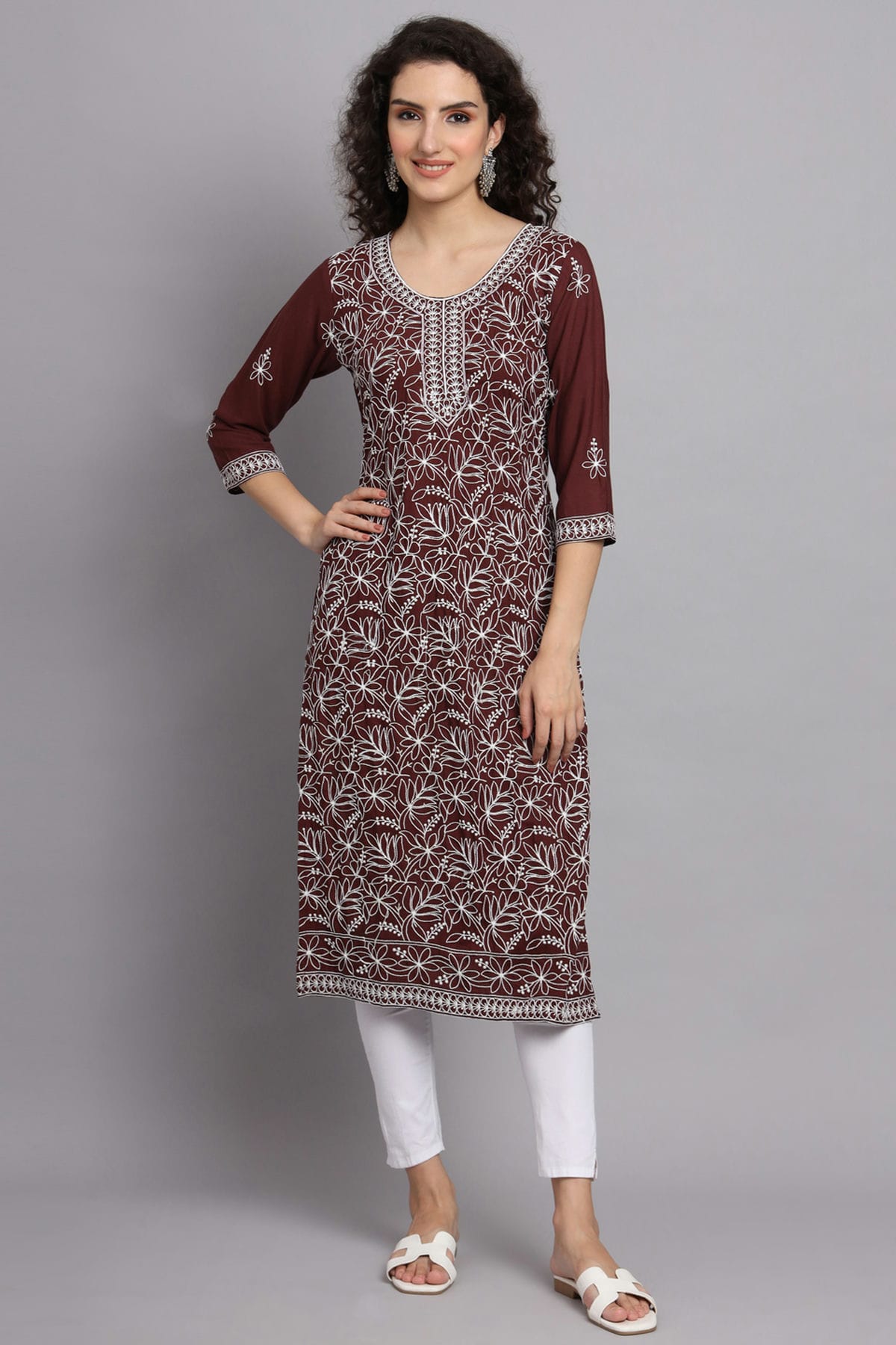 Brown Colour Rayon Kurti
