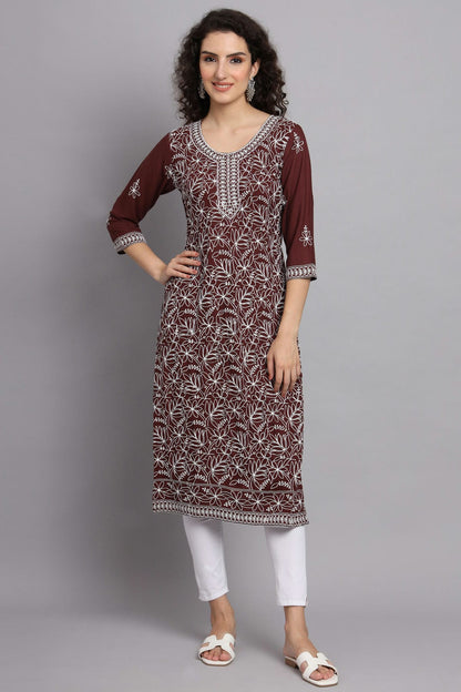 Brown Colour Rayon Kurti