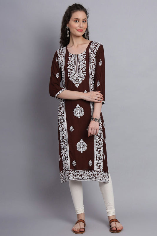 Brown Colour Rayon Kurti
