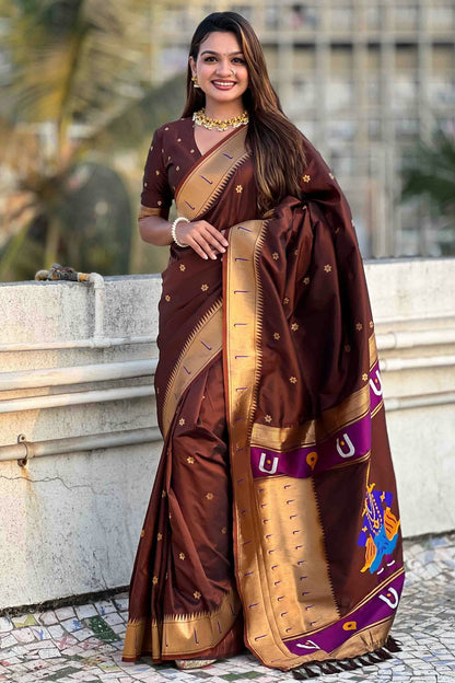 Brown Colour Soft Silk Traditional Saree VSSD1113013