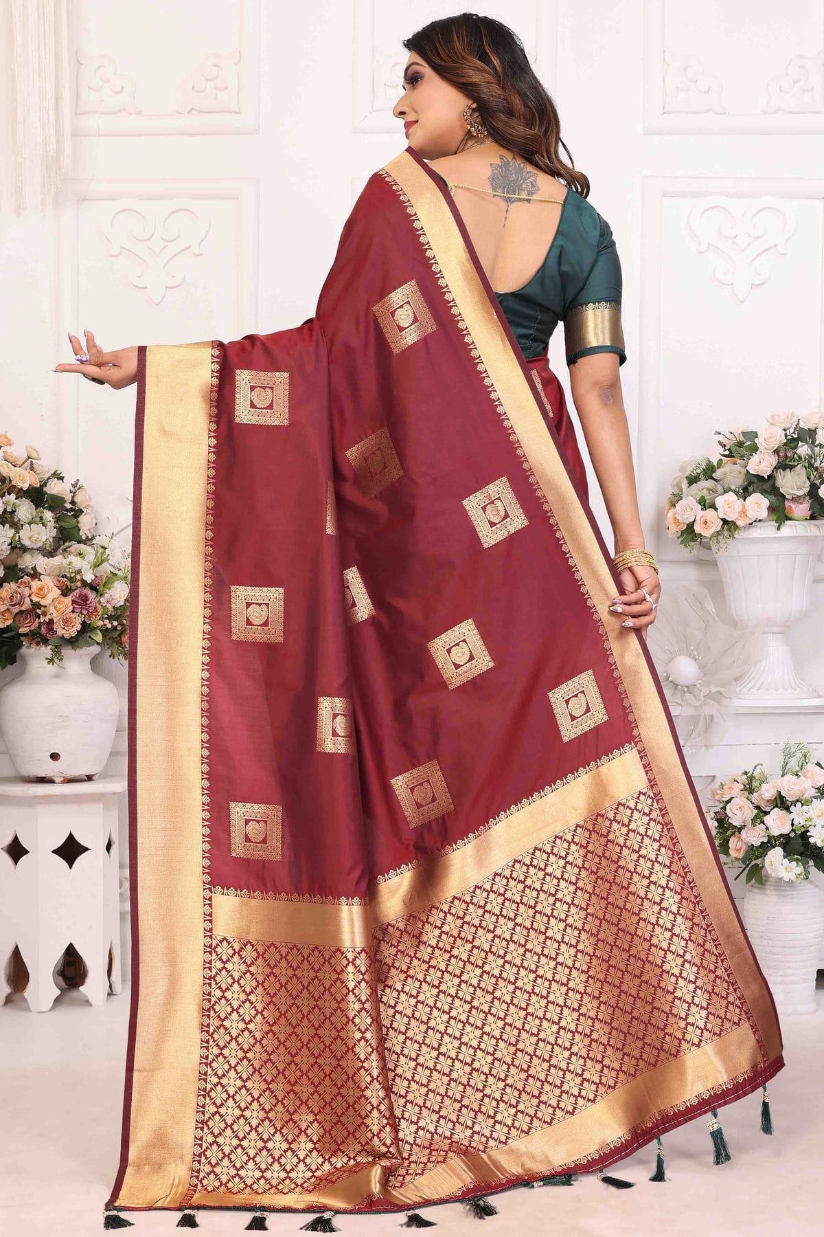 Brown Colour Soft Silk Traditional Saree