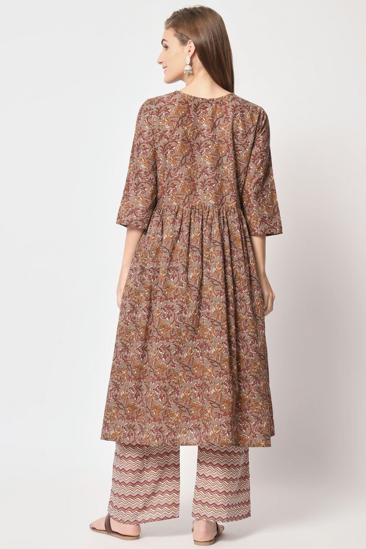 Brown Colour Stitched Cotton Top and Bottom VSTP1112375