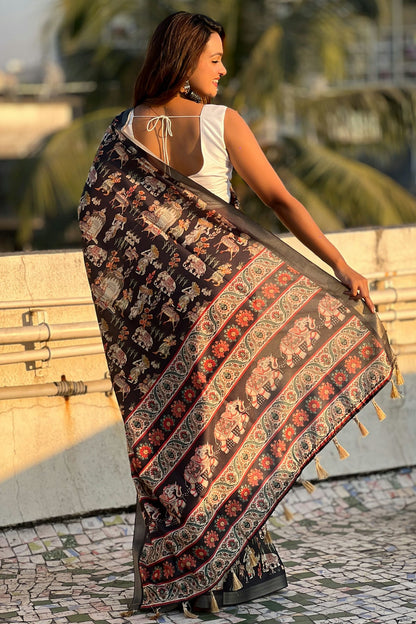 Brown Colour Tussar Silk Traditional Saree VSSD1111914