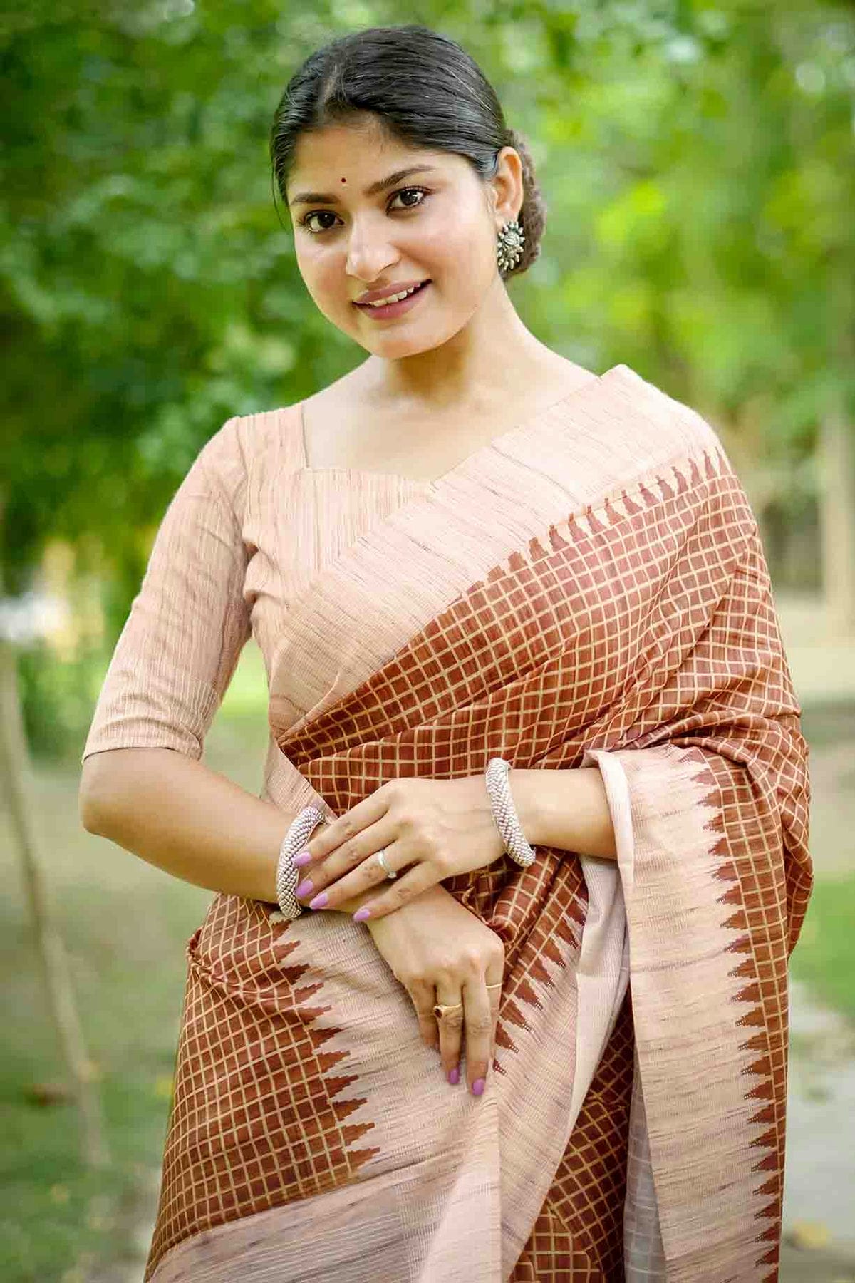 Brown Colour Tussar Silk Traditional Saree