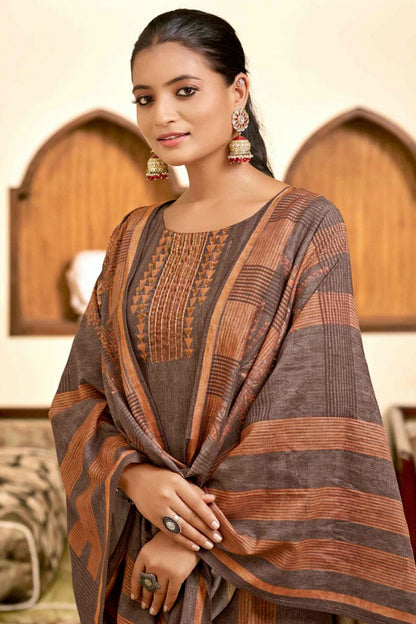 Brown Colour Viscose Silk Stitched Suit
