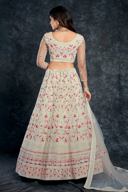 Butterfly Net Designer Lehenga Choli In Off White Colour VSLC1270021