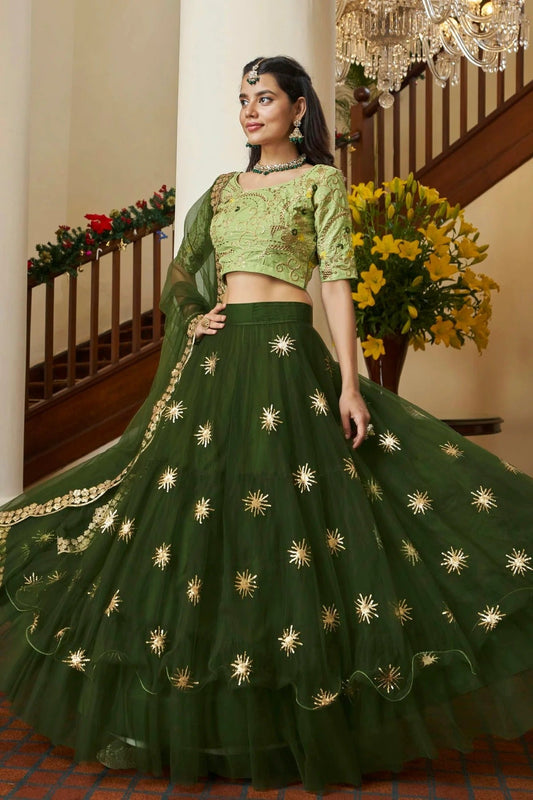 Butterfly Net Designer Lehenga CholiIn Green NCLC12710138