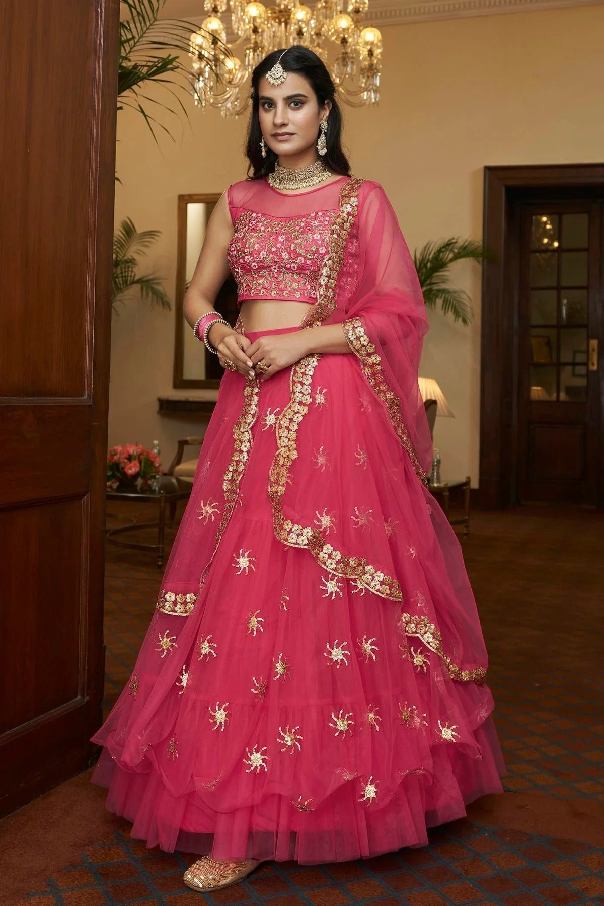Butterfly Net Designer Lehenga CholiIn Pink NCLC12710139