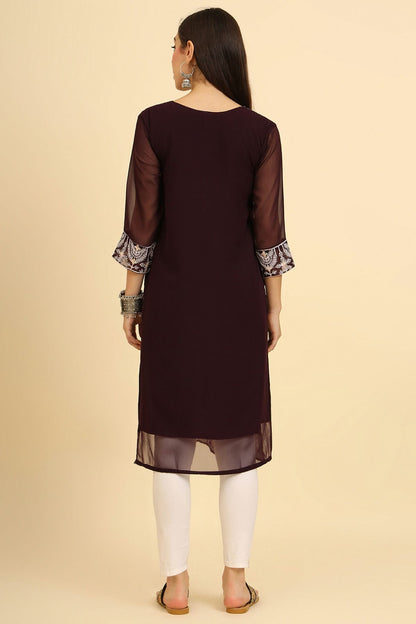 Coffee Colour Georgette Kurti VSKR1111226