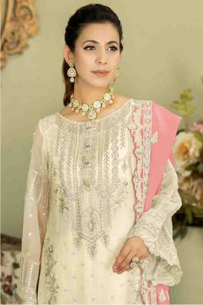 Cream Colour Faux Georgette Pakistani Suit VSSM1140873