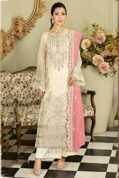 Cream Colour Faux Georgette Pakistani Suit VSSM1140873