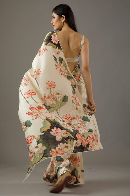 Cream Colour Moss Saree VSSD1180151