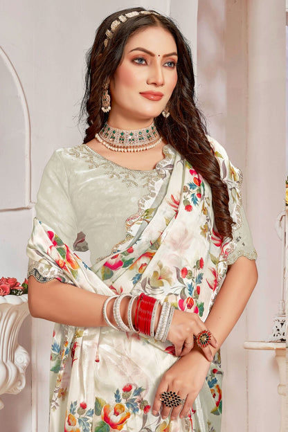 Cream Colour Organza Silk Designer Saree VSSD1121822