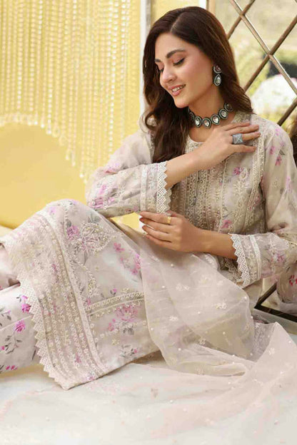Cream Colour Organza Silk Pakistani Suit VSSM1140900