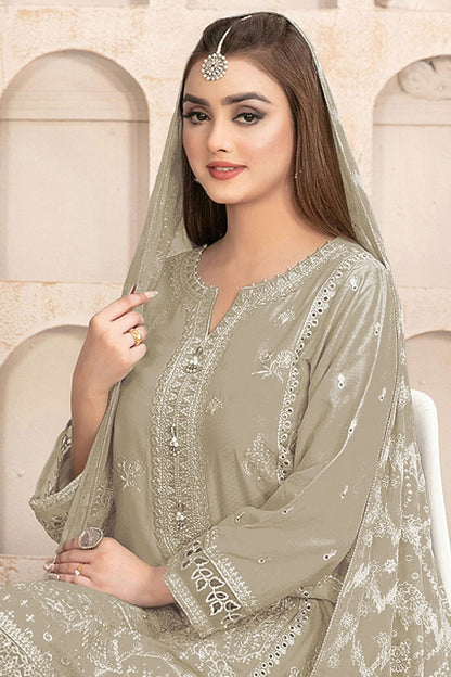 Cream Colour Semi Stitched Faux Georgette Pakistani Suit VSSM1140188