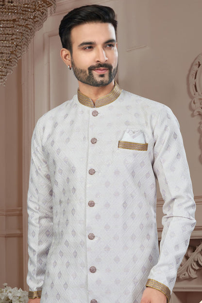 Cream Colour Silk Dupion Sherwani VSSH1040596
