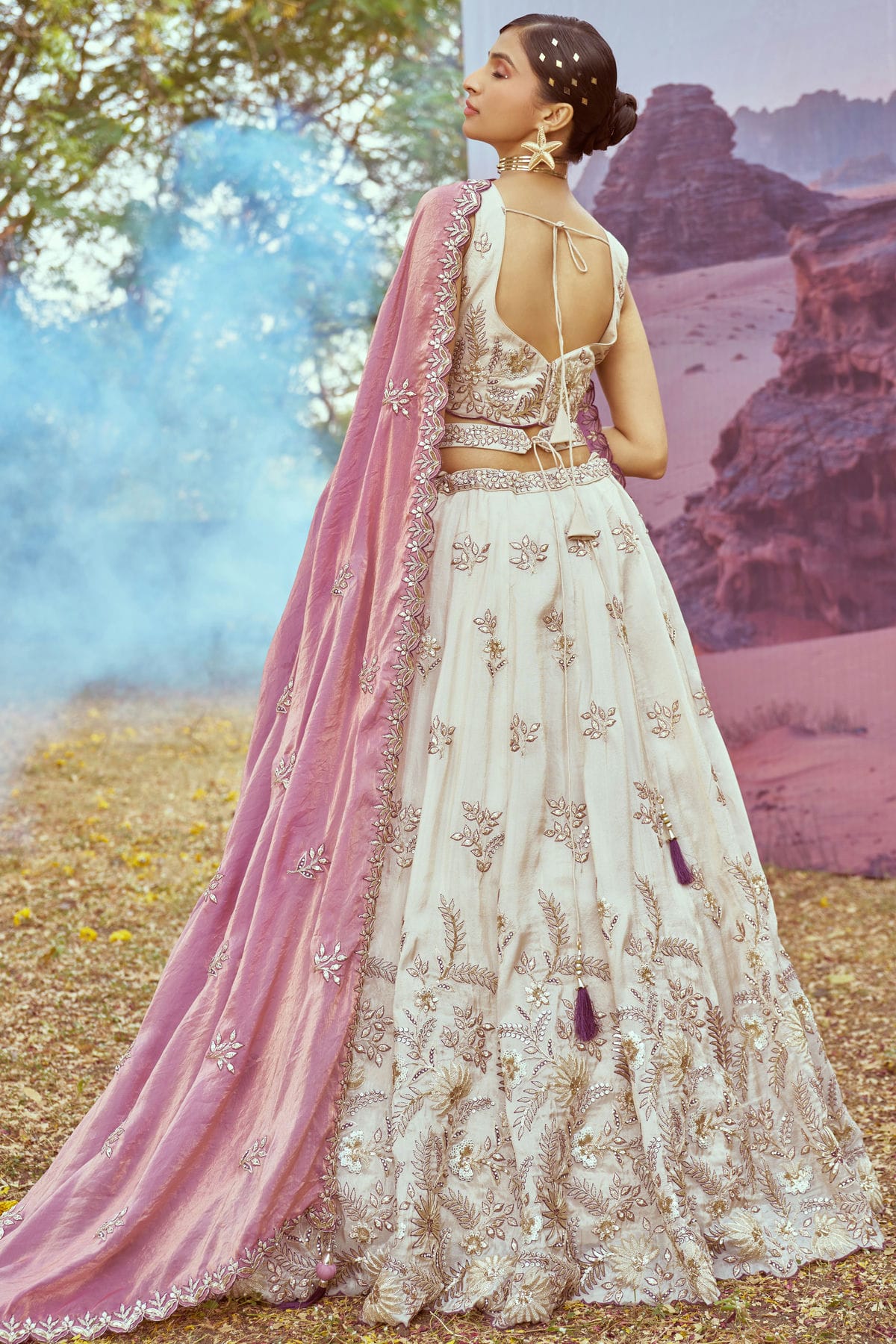 Cream Colour Viscose Rayon Embroidery Lehenga Choli VSLC1111393