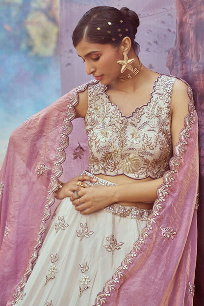 Cream Colour Viscose Rayon Embroidery Lehenga Choli VSLC1111393