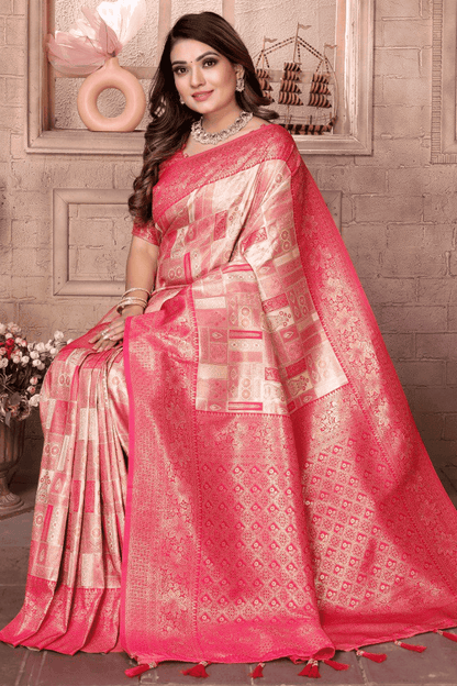 Cream Colour Woven Work Banarasi Chaturi Silk Traditional Saree