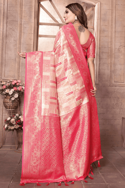 Cream Colour Woven Work Banarasi Chaturi Silk Traditional Saree