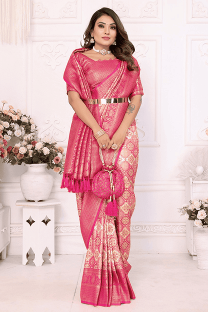 Cream Colour Woven Work Banarasi Silk Traditional Saree