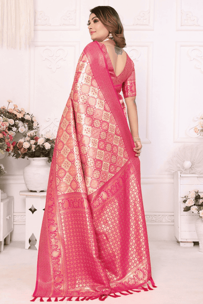 Cream Colour Woven Work Banarasi Silk Traditional Saree