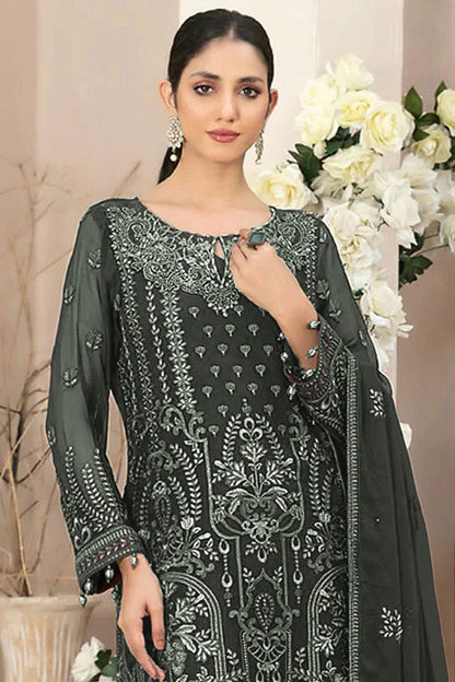 slim fit dress slacks Shop Green SemiStitched Georgette Pakistani Suit – vastradi.com