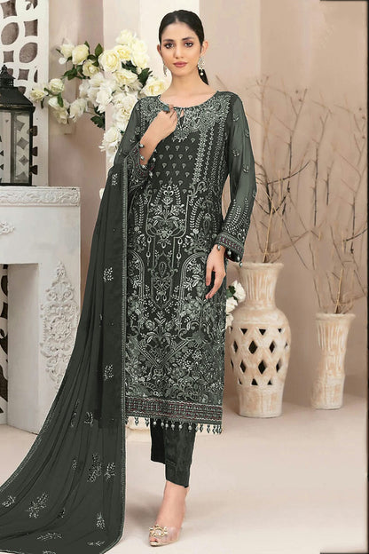 slim fit dress slacks Shop Green SemiStitched Georgette Pakistani Suit – vastradi.com