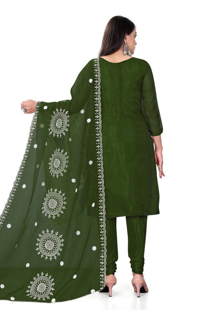 Dark Green Colour Unstitched Organza Churidar Suit VSUS1160705