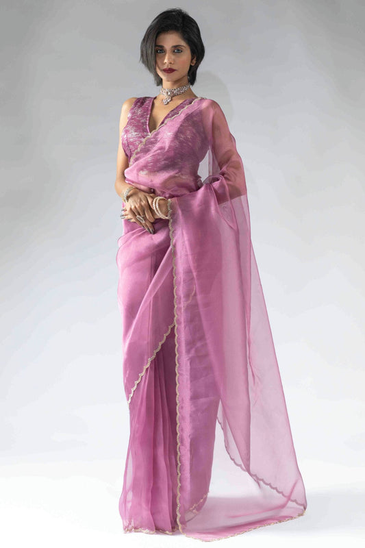 Dusty Pink Colour Tissue Silk Ready To Wear Saree VSSD1122052
