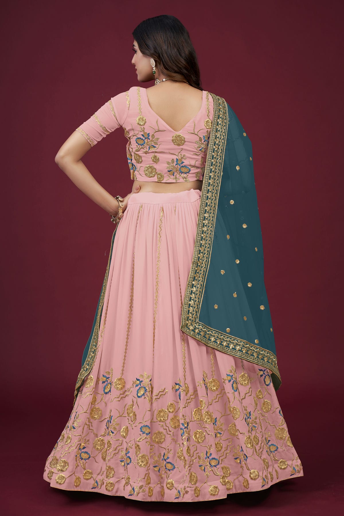 Faux Georgette Designer Lehenga Choli In Baby Pink Colour VSLC1270031