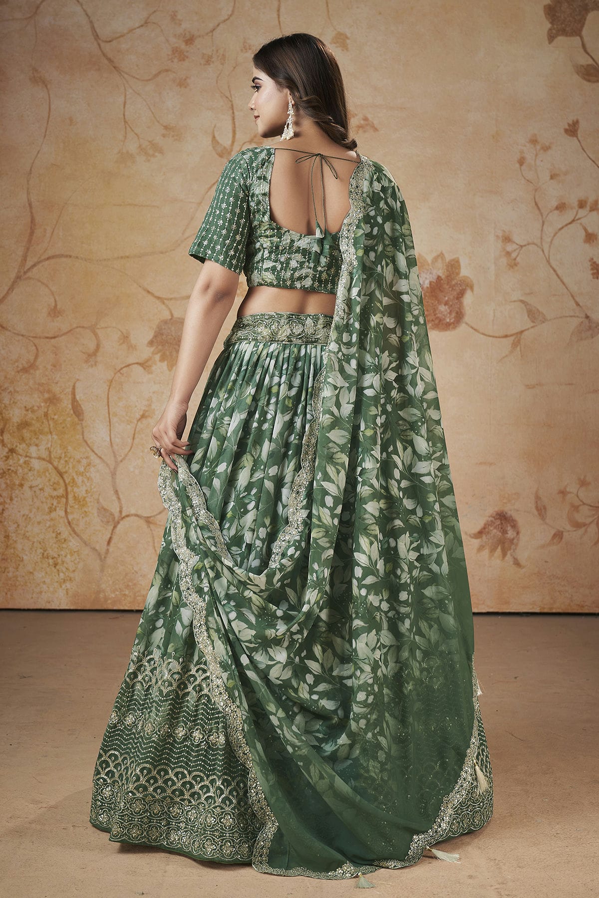 Faux Georgette Designer Lehenga Choli In Green Colour VSLC1270090