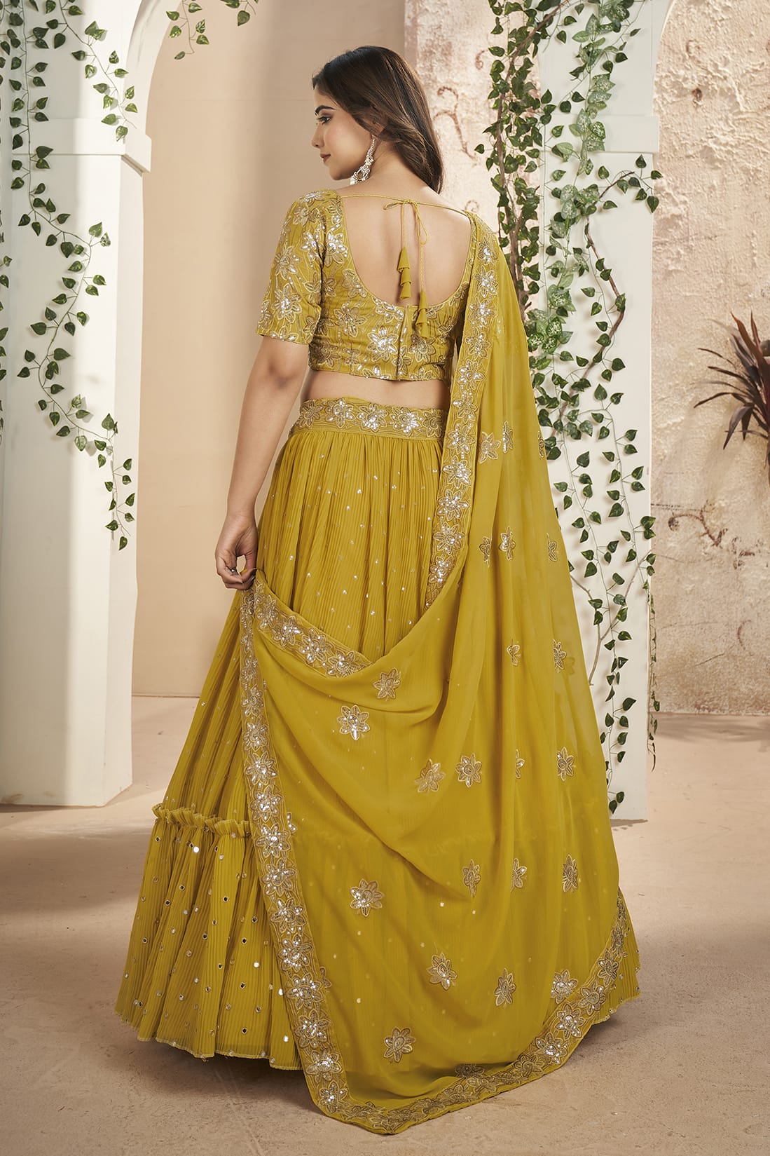 Faux Georgette Designer Lehenga Choli In Mustard Colour VSLC1270083