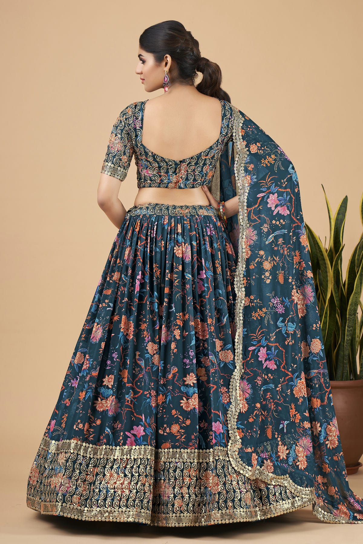 Faux Georgette Designer Lehenga Choli In Teal Blue Colour VSLC1270027