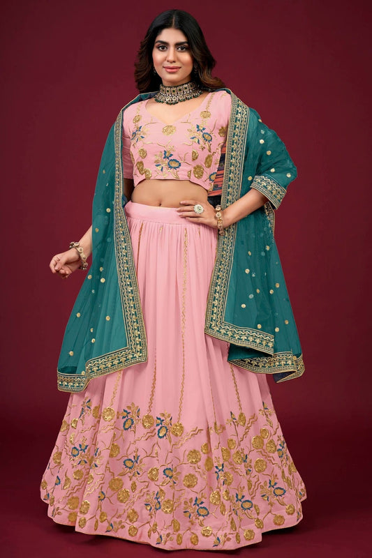 Faux Georgette Designer Lehenga CholiIn Baby Pink NCLC12710150