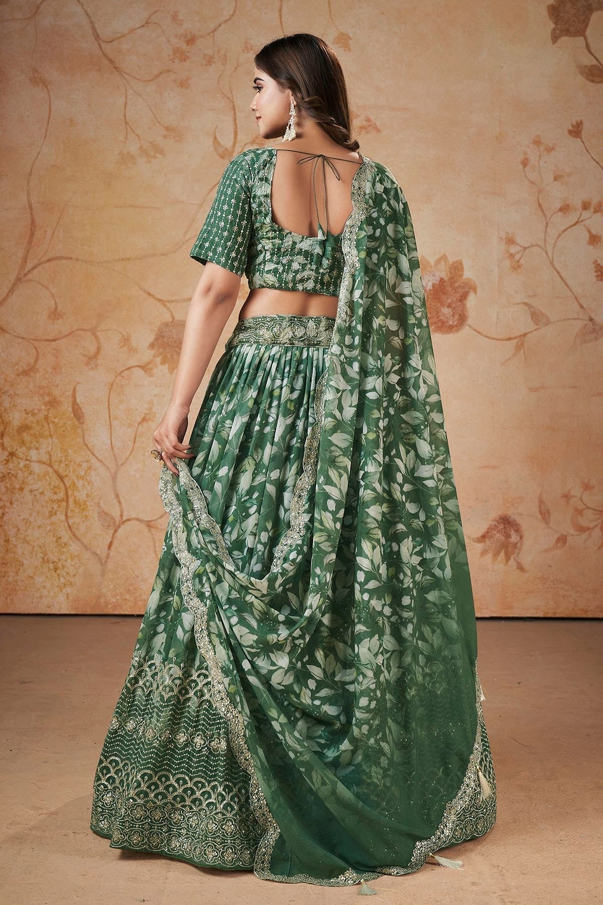 Faux Georgette Designer Lehenga CholiIn Green  NCLC12710103
