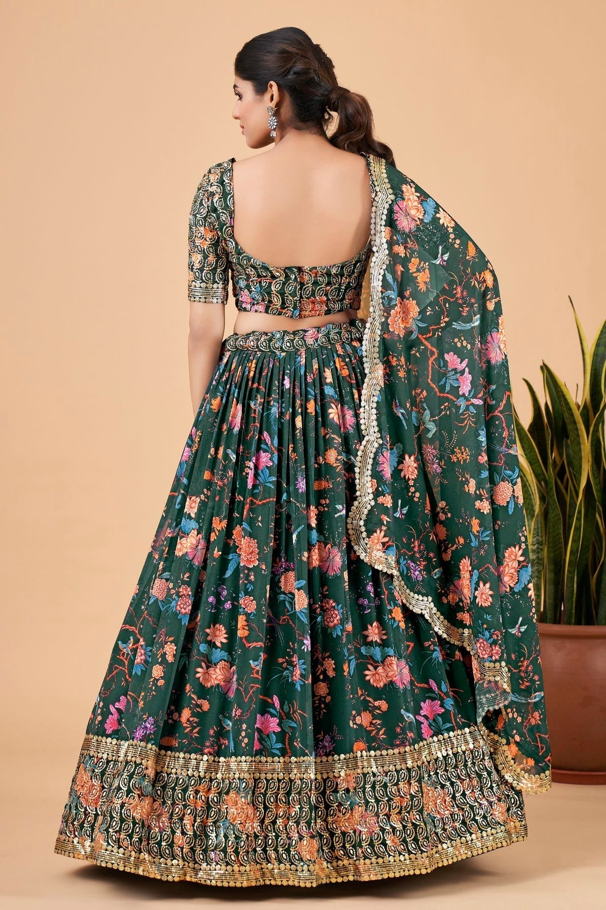 Faux Georgette Designer Lehenga CholiIn Green  NCLC12710151